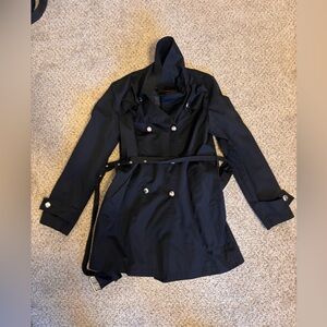 Michael Kors Women's Black Double-Breasted Trench Coat